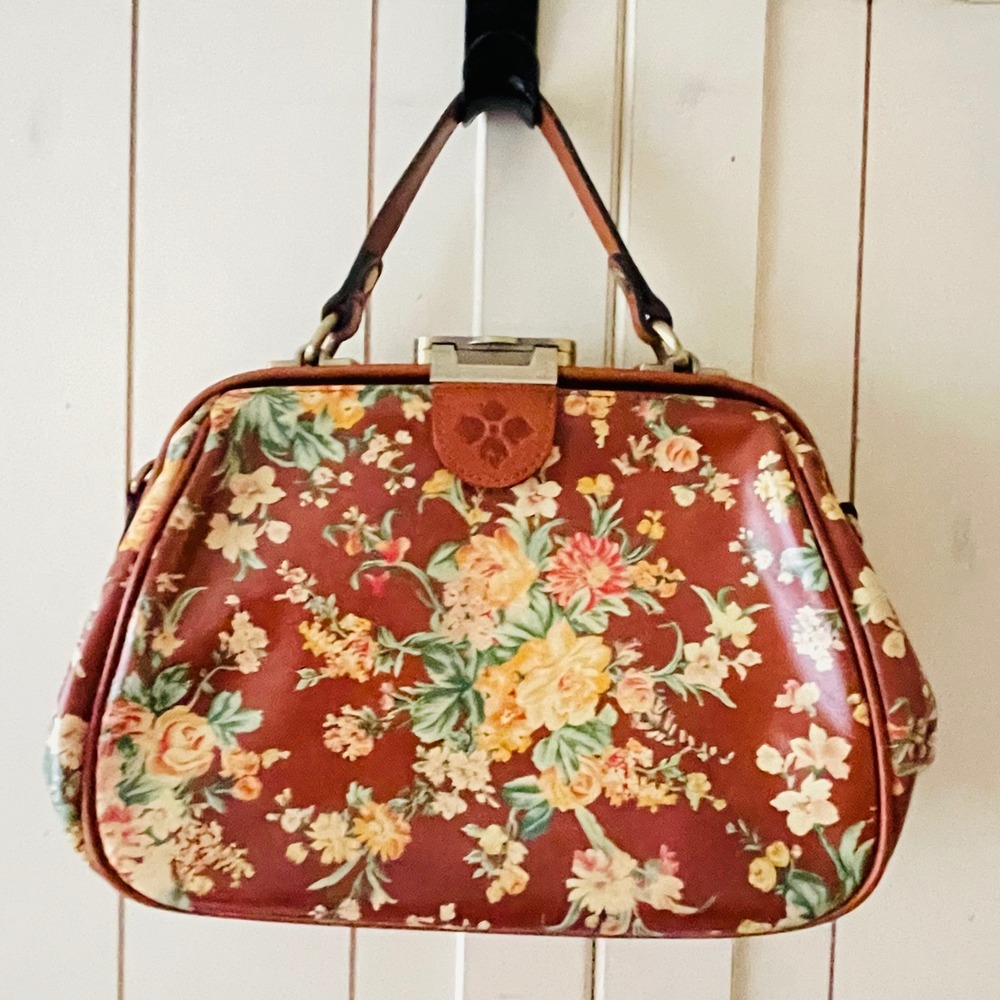 Patricia Nash Floral Coated Canvas Frame Bag Satchel Kisslock Purse VTG No Strap